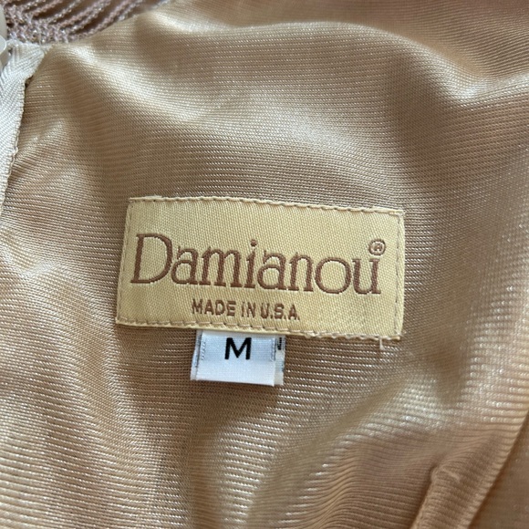 Vintage Damianou Metallic Blush Sleeveless Dress Jacket Crochet Lace Cocktail M - Picture 11 of 14